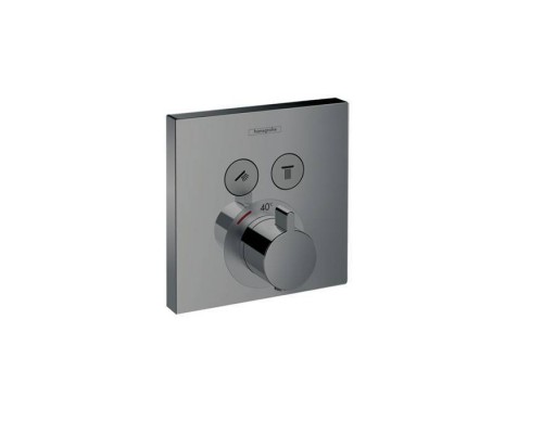 Hansgrohe ShowerSelect Термостат для душа, 2 источника, внешняя часть, внешняя часть, цвет: шлифованный черный хром. 15763340 Hansgrohe ShowerSelect Термостат для душа, 2 источника, внешняя часть, внешняя часть, цвет: шлифованный черный хром. 15763340