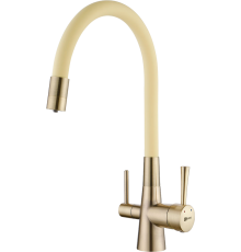 Смеситель для кухни Lemark Comfort LM3075B-Beige с гибким изливом, бронза, бежевый