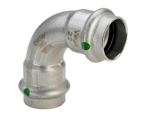 Угольник 90° Viega Sanpress Inox нержавеющая сталь 22 мм. 435653