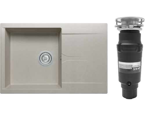 Комплект Мойка Polygran Gals 760 серая + Измельчитель Bone Crusher BC 910-SL-Slim Line