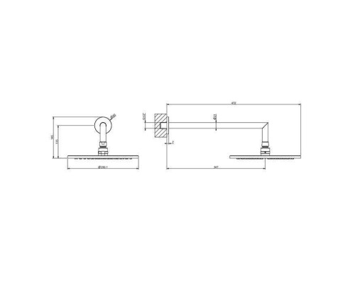 GESSI Верхний душ Oslash;250 мм., с настенным держателем 348 мм., цвет Black Metal Brushed PVD. 63348#707