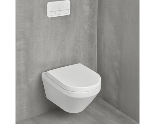 VilleroyBoch Architectura Унитаз подвесной 37x53см, безободковый, смыв Tornado, сиденье SoftClosing, CeramicPlus, цвет: альпийский белый. 4694CLR1