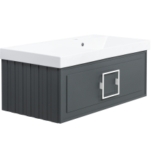 Тумба с раковиной La Fenice Cubo 90 R серая, ручка белая