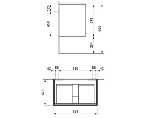 Laufen Palomba Тубма под раковину 79.5х47.5х57.5см., 2 ящика, без розетки, подходит для раковины 817804, цвет: темная вишня Vermont. 4.0640.2.180.222.1
