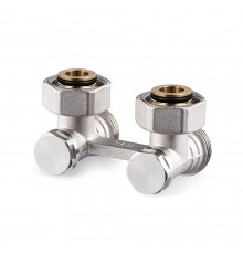 Угловой Н-образный клапан SR Rubinetterie для нижнего подключения отопительных приборов, Никель 0740-2000N0E0