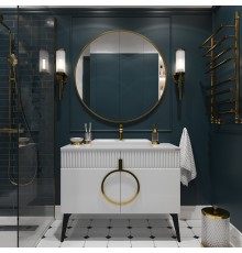 Мебель для ванной комнаты STWORKI Valisso 105 white, золотые ручки