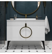Тумба с раковиной STWORKI Valisso 105 white, золотые ручки