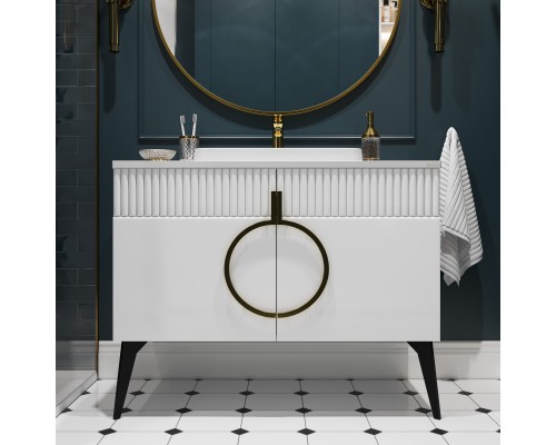 Тумба с раковиной STWORKI Valisso 105 white, золотые ручки