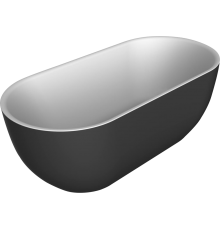 Акриловая ванна BelBagno BB70-1500-800-W/NM 150x80 см, отдельностоящая, овальная, с ножками, со сливом-переливом, черная