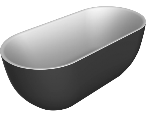 Акриловая ванна BelBagno BB70-1500-800-W/NM 150x80 см, отдельностоящая, овальная, с ножками, со сливом-переливом, черная