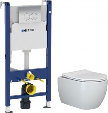 Комплект Унитаз подвесной Ceramica Nova Play CN3001 безободковый + Инсталляция Geberit Duofix Delta 458.124.21.1