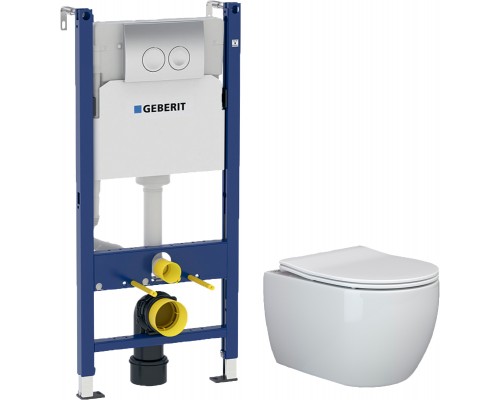 Комплект Унитаз подвесной Ceramica Nova Play CN3001 безободковый + Инсталляция Geberit Duofix Delta 458.124.21.1