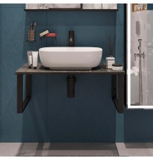 Столешница с раковиной DIWO Элиста 80 чёрный мрамор, с раковиной Moduo 50 Square