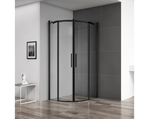 Душевой уголок BelBagno Acqua R-2-90-C-NERO профиль черный матовый