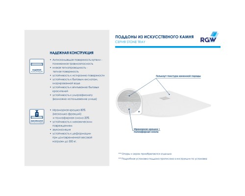 Душевой поддон полукруглый RGW ST/R-W Белый 1000x1000 Душевой поддон полукруглый RGW ST/R-W Белый 1000x1000