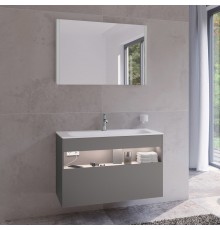 Мебель для ванной комнаты Keuco Stageline 32872 100 см, с подсветкой, розеткой и точкой зарядки USB и USB-C, инокс матовый