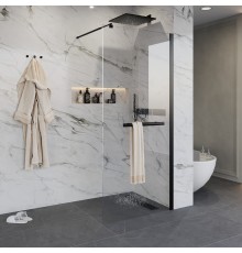Душевая перегородка Niagara Nova NG-681-10 BLACK 100x195 профиль черный, стекло прозрачное