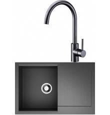 Комплект Мойка кухонная Omoikiri Daisen 78-BL черная + Смеситель Domaci Равенна DCB 3004 черный