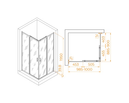 Душевой уголок RGW PA-040B 900x1000 Душевой уголок RGW PA-040B 900x1000