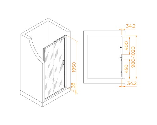 Душевая дверь RGW PA-14 1000