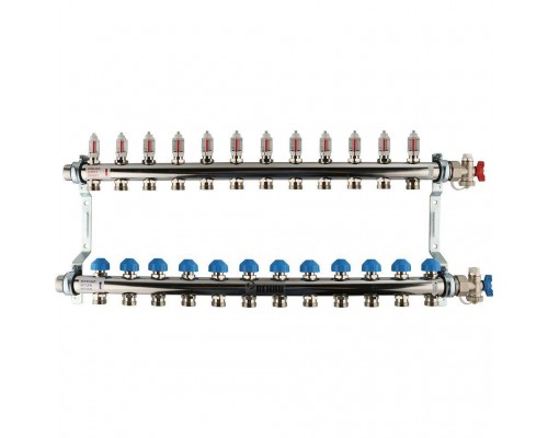 *12081211002 REHAU RAUTHERM S Распределительный коллектор HKV-D на 12 контуров нерж .сталь (без шаровых кранов) (12081211002)