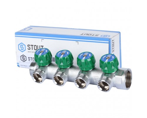 Коллектор регулирующий STOUT 1 , 4 отвода 3/4  ЕК SMB-6850-013404 (SMB-6850-013404)