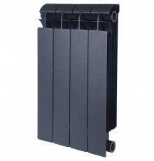 Радиатор биметаллический Global STYLE PLUS 500 4 секции боковое подключение (цвет cod.07 grigio scuro opaco mettalizzato 2748 (черный)) 155264 (155264)