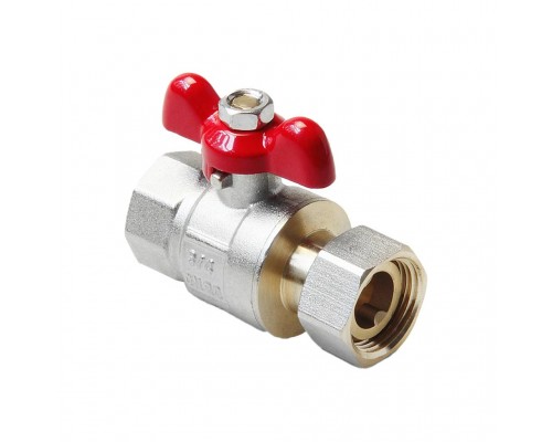 Кран шаровой полнопроходной Pro Aqua D 1/2 с накидной гайкой, ручка-бабочка, В-В (FWB69-f15-f15s)