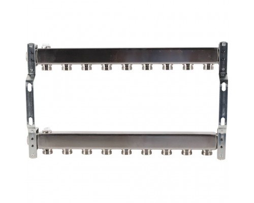 Коллектор из нержавеющей стали ROMMER для радиаторной разводки 9 выходов (RMS-4401-000009)