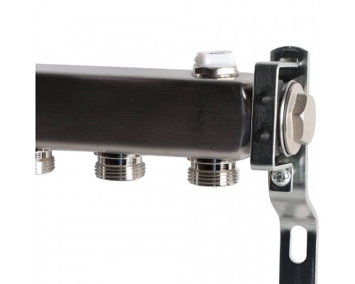 Коллектор из нержавеющей стали ROMMER для радиаторной разводки 9 выходов (RMS-4401-000009)