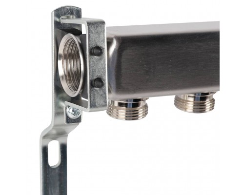 Коллектор из нержавеющей стали ROMMER для радиаторной разводки 9 выходов (RMS-4401-000009)