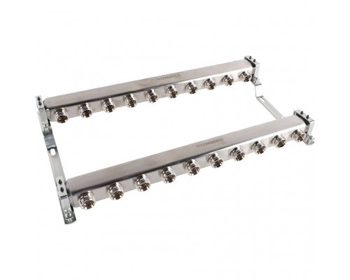 Коллектор из нержавеющей стали ROMMER для радиаторной разводки 10 выходов (RMS-4401-000010)