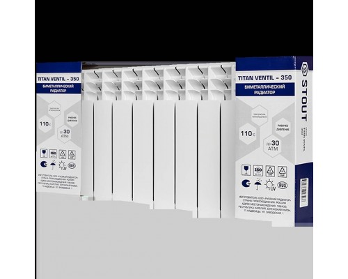 Радиатор биметаллический STOUT TITAN VENTIL 350 10 секций нижнее правое подключение SRB-3320-035010 (SRB-3320-035010)
