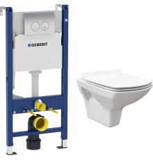 Комплект Инсталляция Geberit Duofix Delta 458.124.21.1 3 в 1 с кнопкой смыва, хром + Шумоизоляция 156.050.00.1