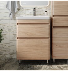 Тумба с раковиной Style Line Атлантика 60 Люкс Plus, напольная, ясень перламутр