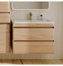Тумба с раковиной Style Line Атлантика 80 Люкс Plus, подвесная, ясень перламутр