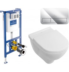 Комплект  Унитаз подвесной Villeroy   Boch O.Novo 5660HR01 alpin, безободковый + Система инсталляции для унитазов Villeroy   Boch 92242700 + Кнопка см