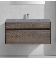 Тумба с раковиной Vincea Chiara 100, темный дуб, с серой раковиной