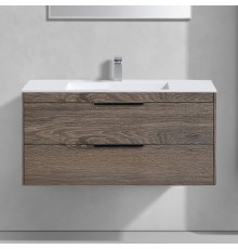 Тумба с раковиной Vincea Chiara 2D 100, 2 ящика, темный дуб, с белой раковиной