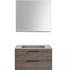 Мебель для ванной комнаты Vincea Chiara 2D 80, 2 ящика, темный дуб, с серой раковиной