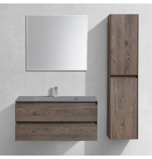 Мебель для ванной комнаты Vincea Luka 100, 2 ящика, темный дуб, с серой раковиной