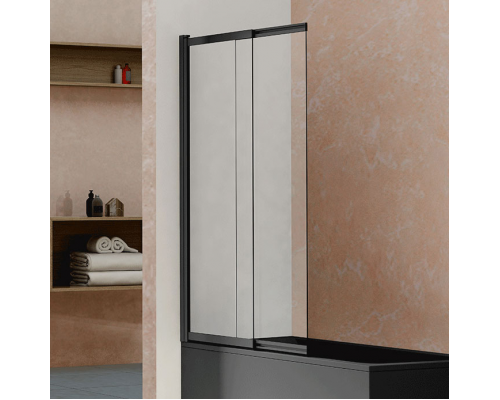Шторка на ванну Vincea VSB-1E100CLB 100 см, профиль чёрный, стекло прозрачное