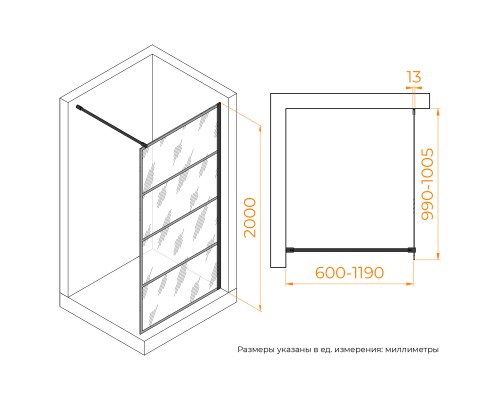 Душевая перегородка RGW WA-019B 1000 Душевая перегородка RGW WA-019B 1000