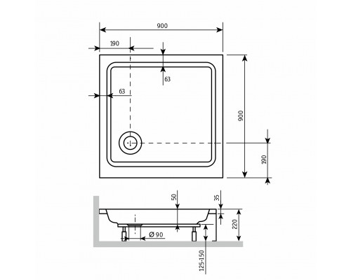 Душевой поддон квадратный RGW STYLE 900x900 Душевой поддон квадратный RGW STYLE 900x900