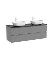 Тумба с раковиной Sancos Folk 140, ergraut soft, столешница черный мрамор TT140A1X, раковина CN6009