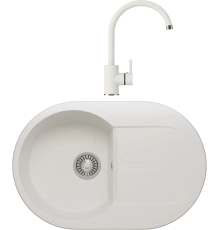 Комплект Мойка кухонная Polygran Atol 679030 белый хлопок + Смеситель Элара 660724 белый хлопок