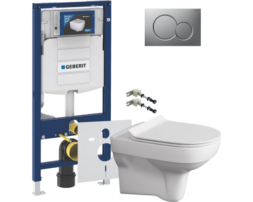 Комплект Унитаз подвесной Cersanit City Clean On DPL EO slim + Крепления Geberit Duofix 111.815.00.1 к стене + Шумоизоляция 156.050.00.1 + Инсталляция UP 320 111.300.00.5 + Кнопка Sigma 01 115.770.JQ.5 лакированная, матовый хром
