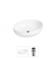 Накладная раковина для ванной комнаты Wellsee Air Gap R 20212389R в наборе 2 в 1: раковина белый глянец, донный клапан в цвете хром