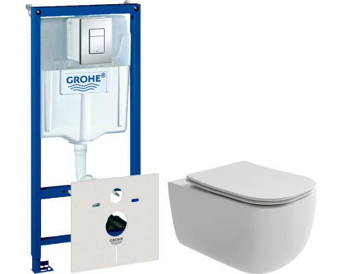 Комплект Унитаз подвесной Ceramicanova Noel CN3013 + Инсталляция Grohe Rapid SL 38772001 3 в 1 с кнопкой смыва + Шумоизоляция 37131000