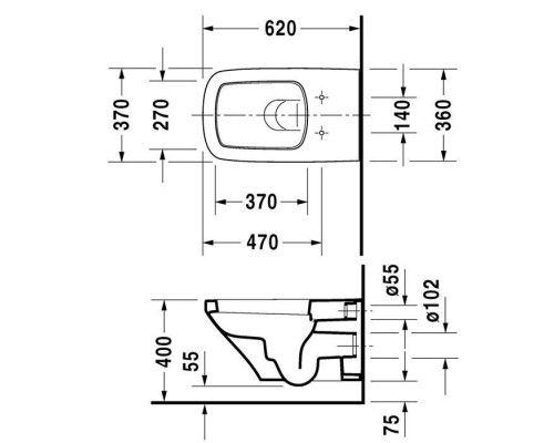 Duravit DuraStyle Унитаз удлиненный подвесной 62х37см, с креплением, цвет: белый. 2537090000